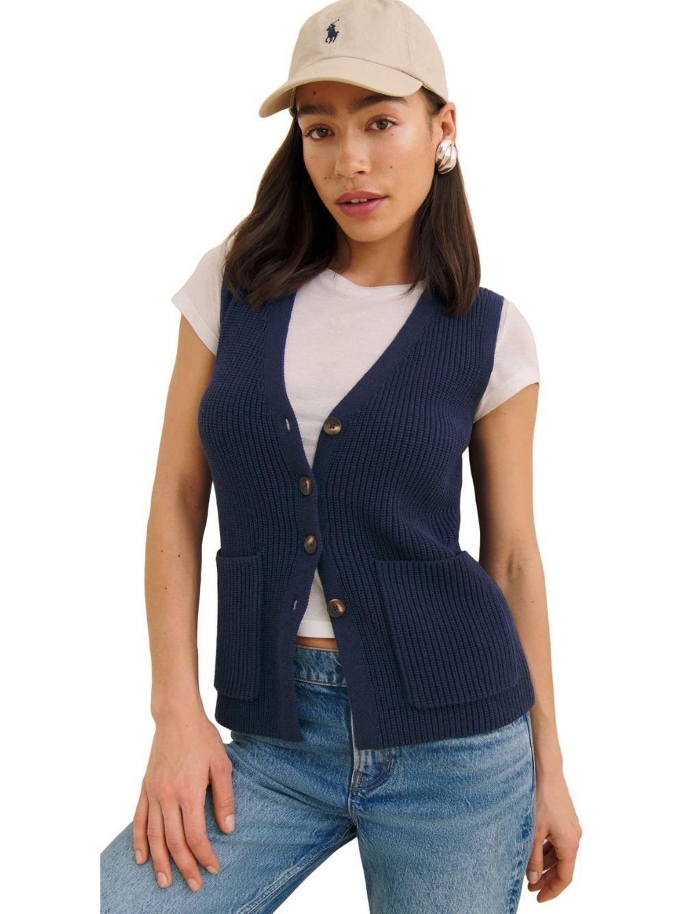 Reformation Faye Cotton Sweater Vest